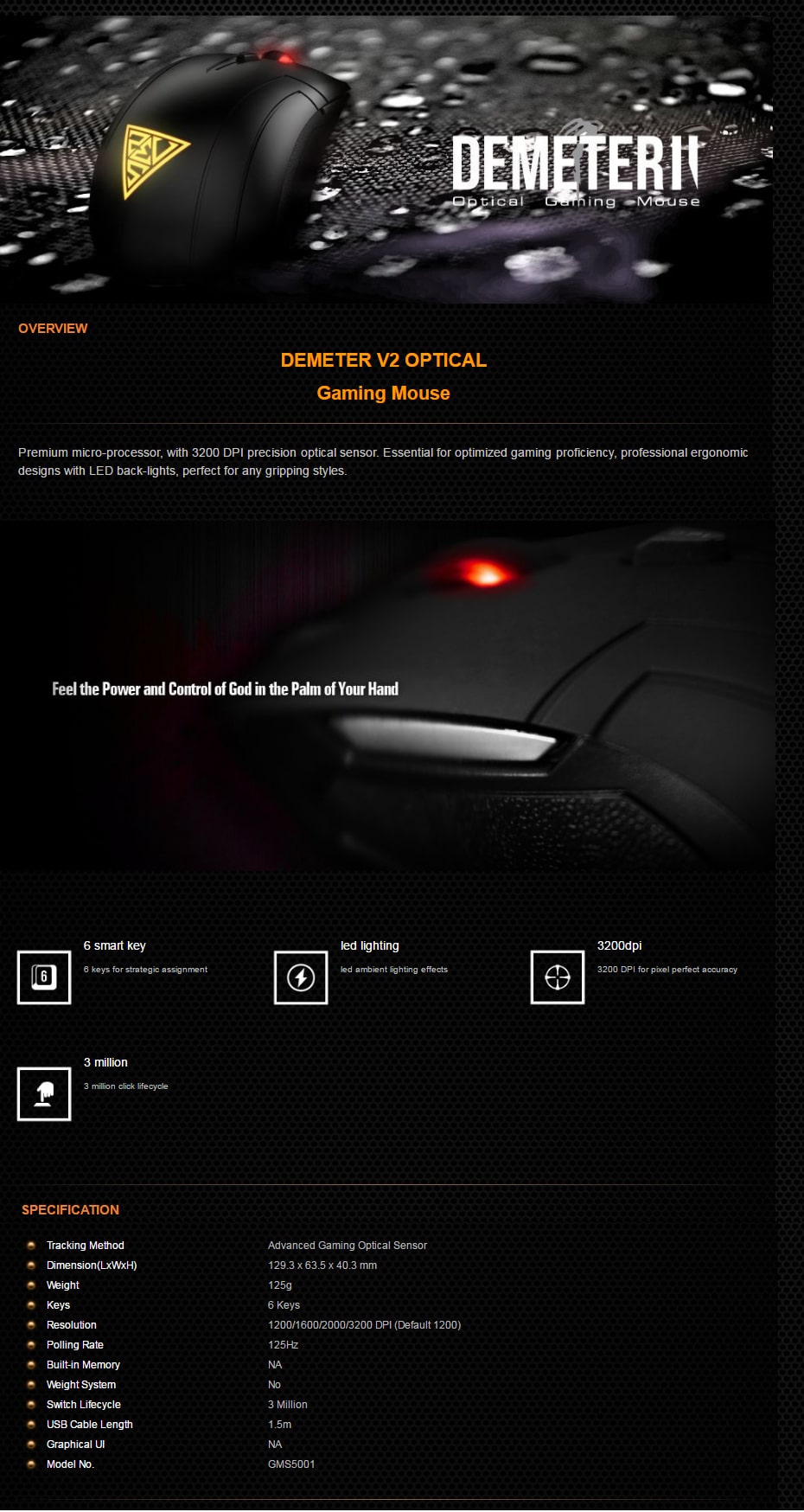 Gamdias Demeter V2 Optical Gaming Mouse features