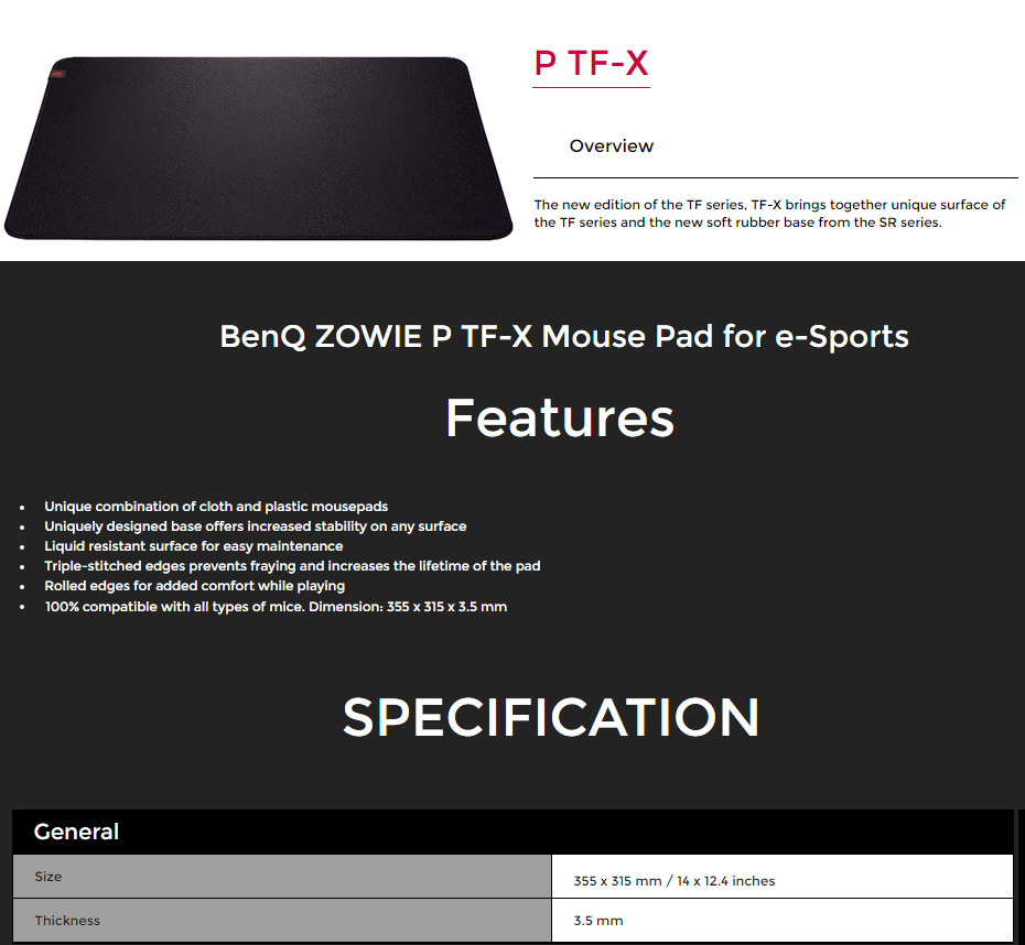 Zowie PTF X Small Size Gaming Gear Mouse Pad