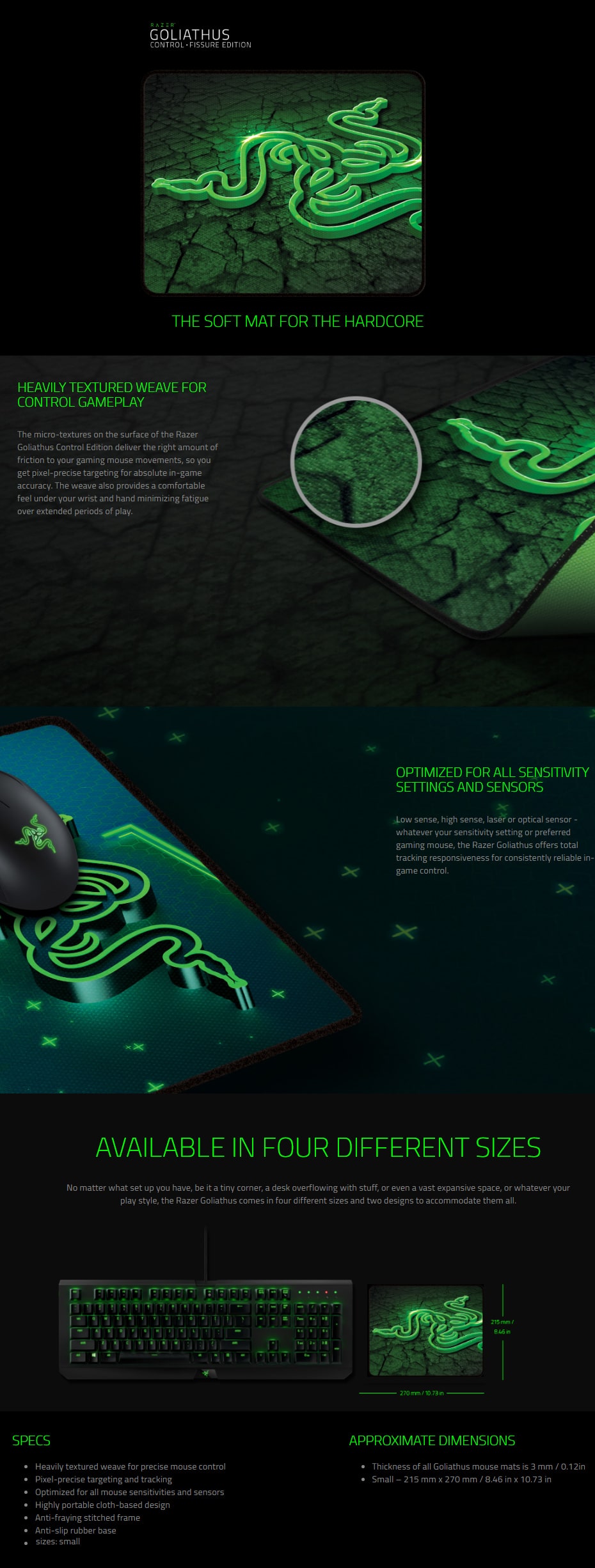 Razer Soft Gaming Mouse Mat Small  features