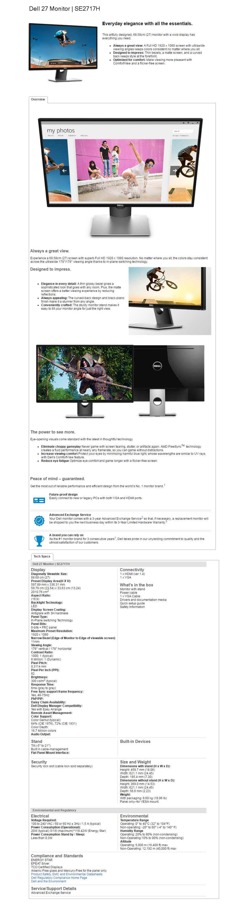 Dell 27inch LED Monitor features