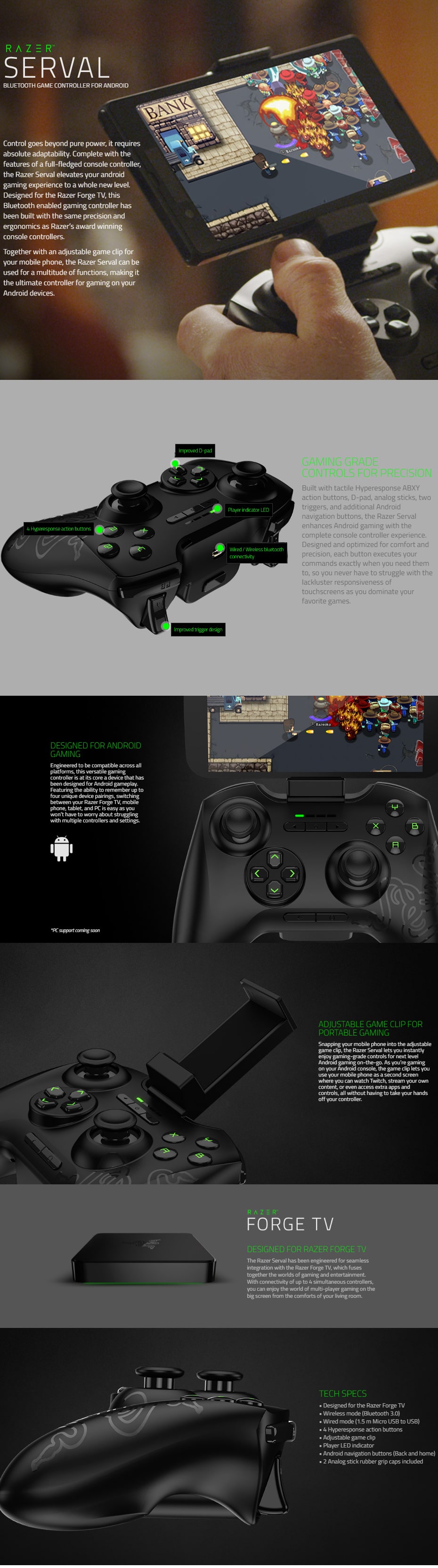 Razer Serval Bluetooth Game Controller  Android features
