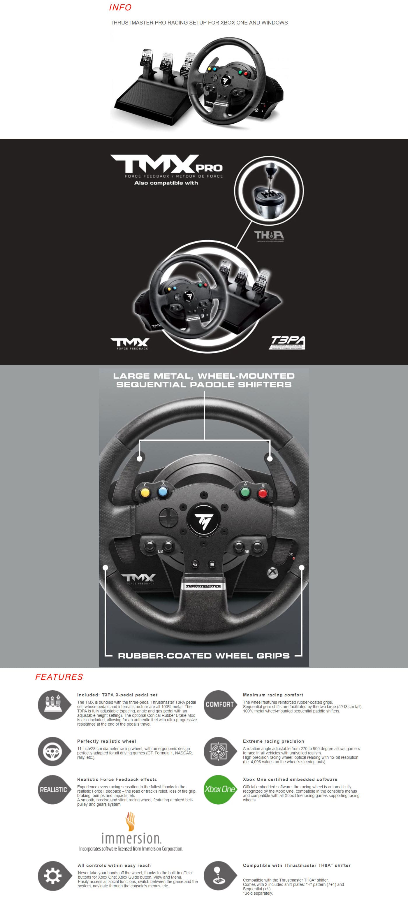 Thrustmaster TMX Pro FFB Racing Wheel features