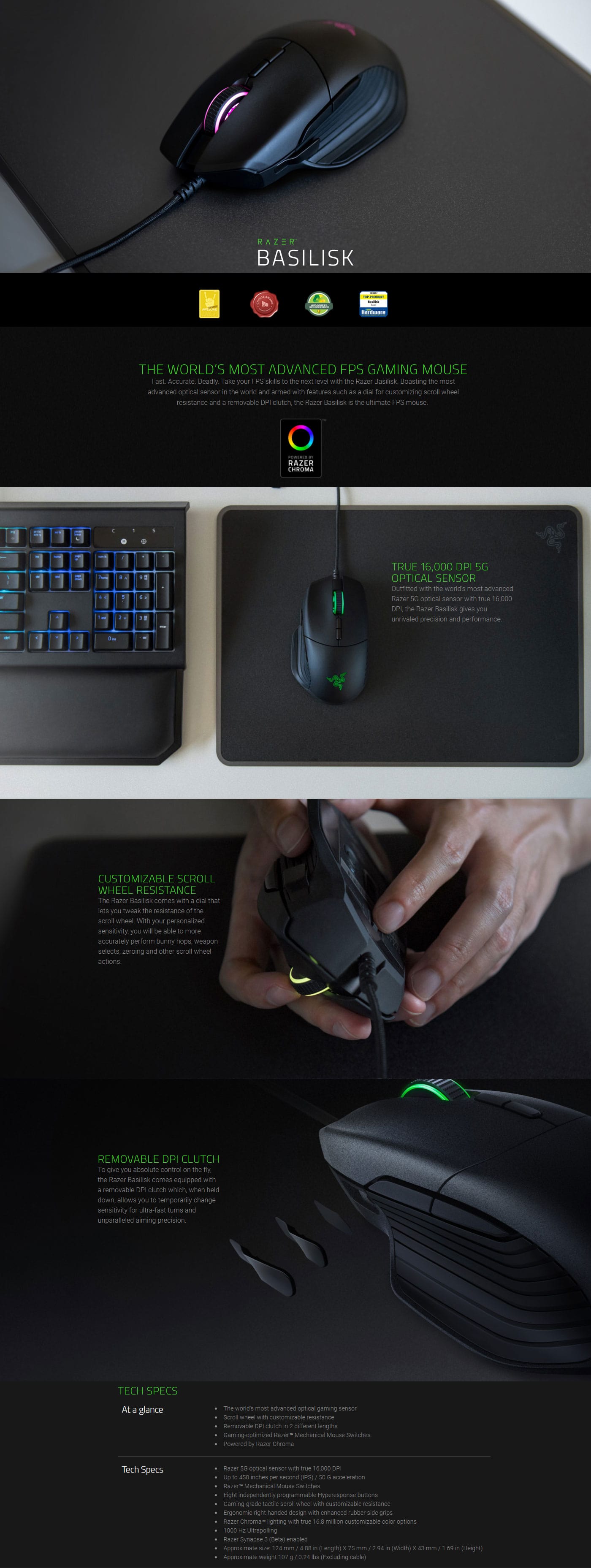 Razer Basilisk Multi-Color FPS Gaming Mouse