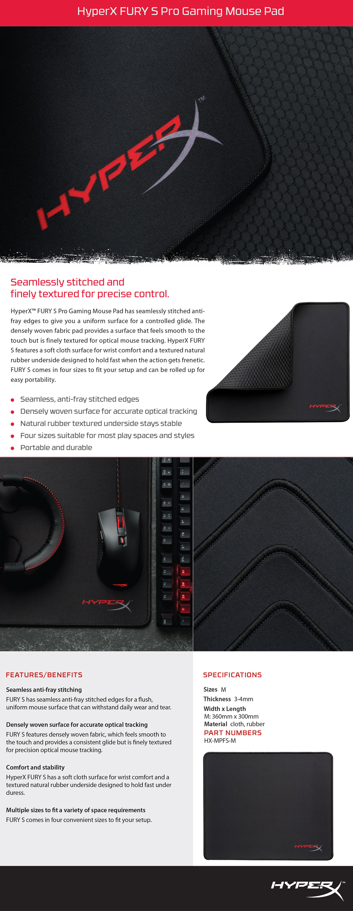 Hyperx Fury S Pro Gaming Mouse Pad Medium