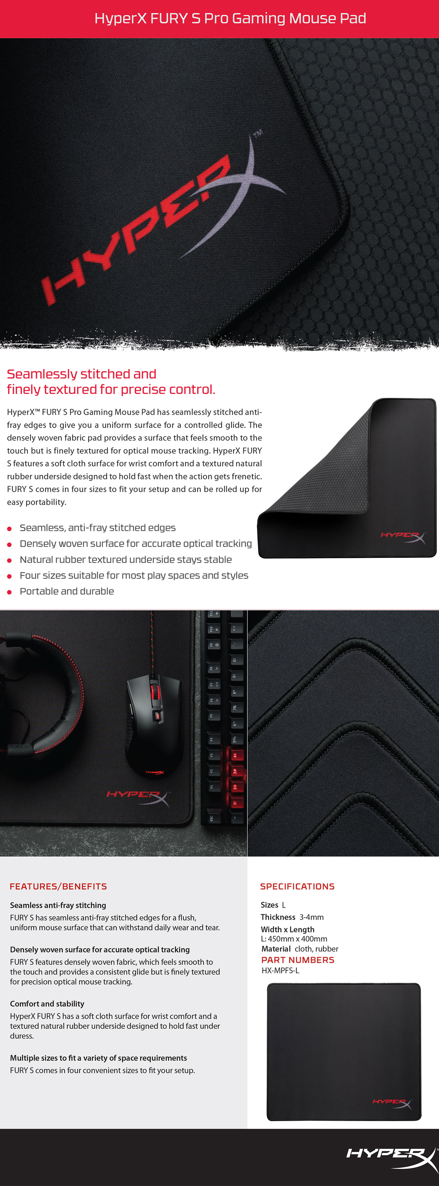 Hyperx Fury S Pro Gaming Mouse Pad Large