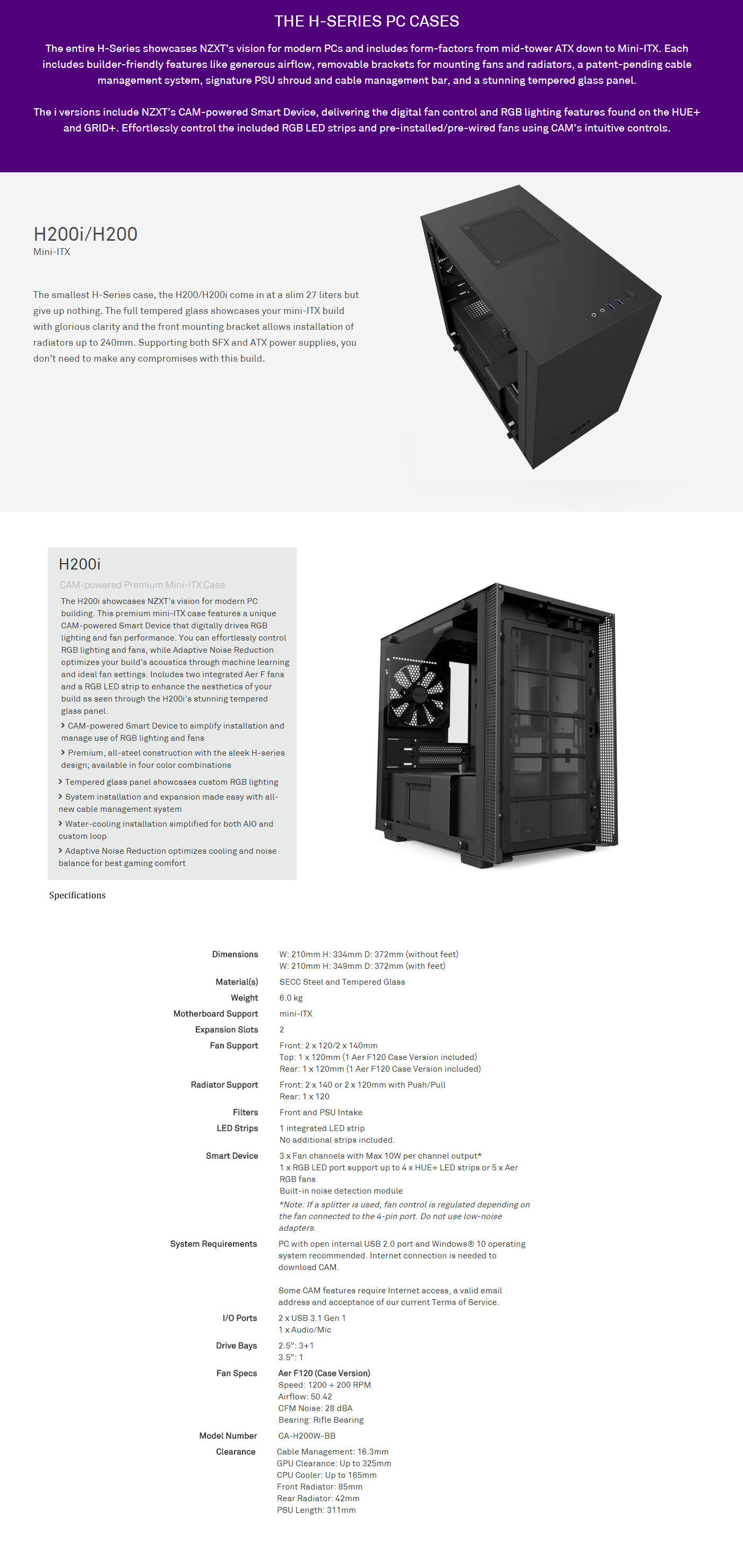  Buy Online Nzxt H200i Premium Mini-ITX Case with CAM - Matte Black (CA-H200W-BB)