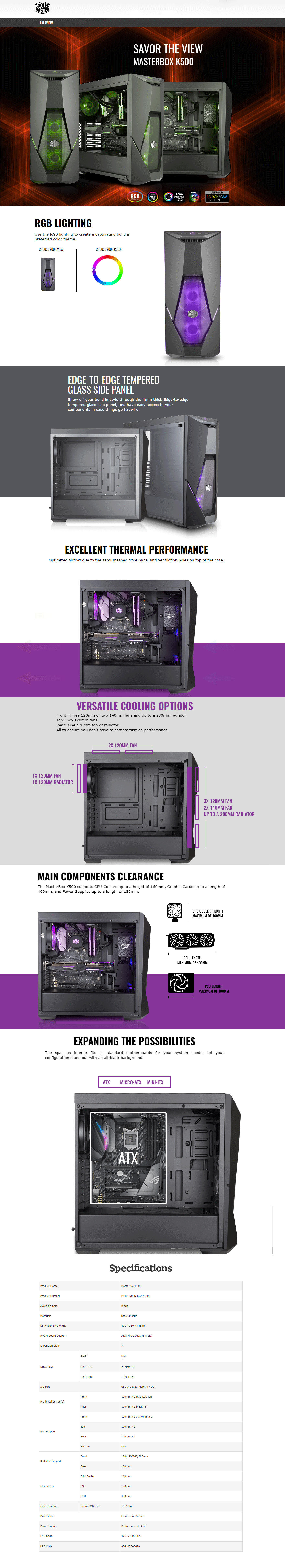  Buy Online Cooler Master MasterBox K500 Mid Tower Case (MCB-K500D-KGNN-S00)
