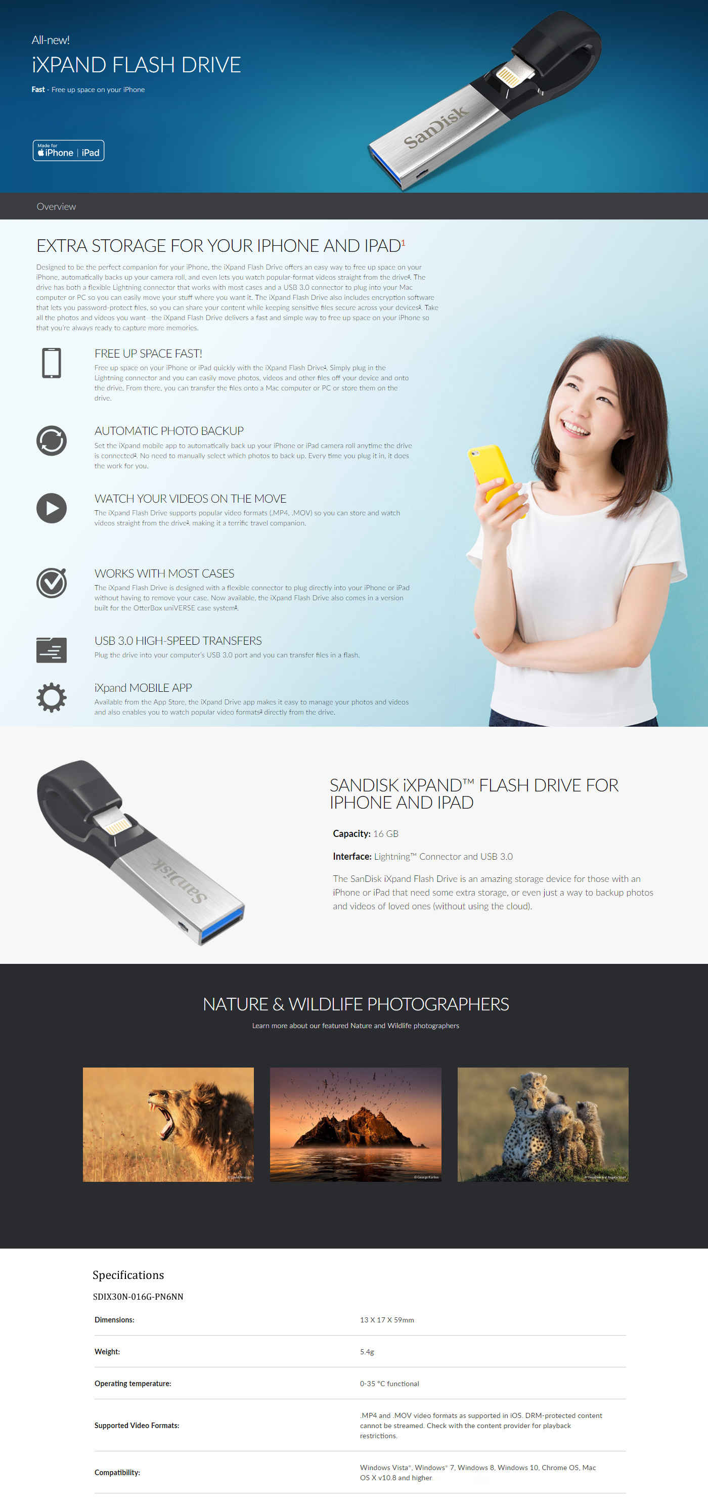 Buy Online Sandisk iXpand 16GB Flash Drive (SDIX30N-016G-PN6NN)