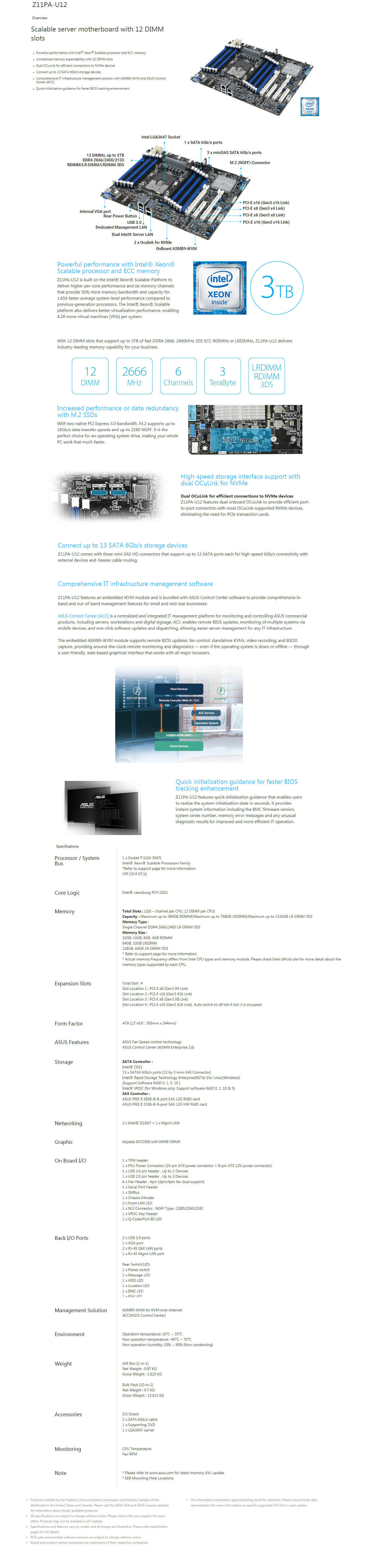 Buy Online Asus Z11PA-U12 Intel Server Motherboard