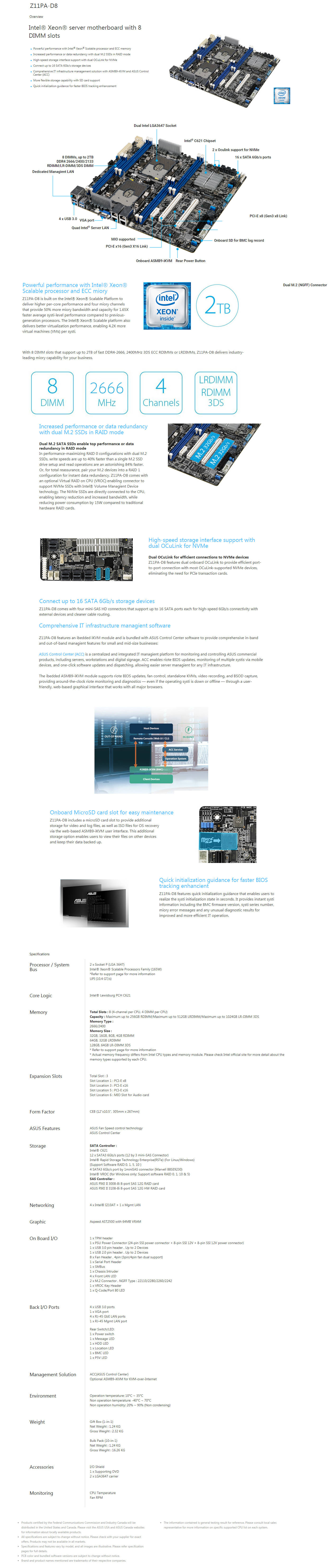 Buy Online Asus Z11PA-D8 Intel Server Motherboard