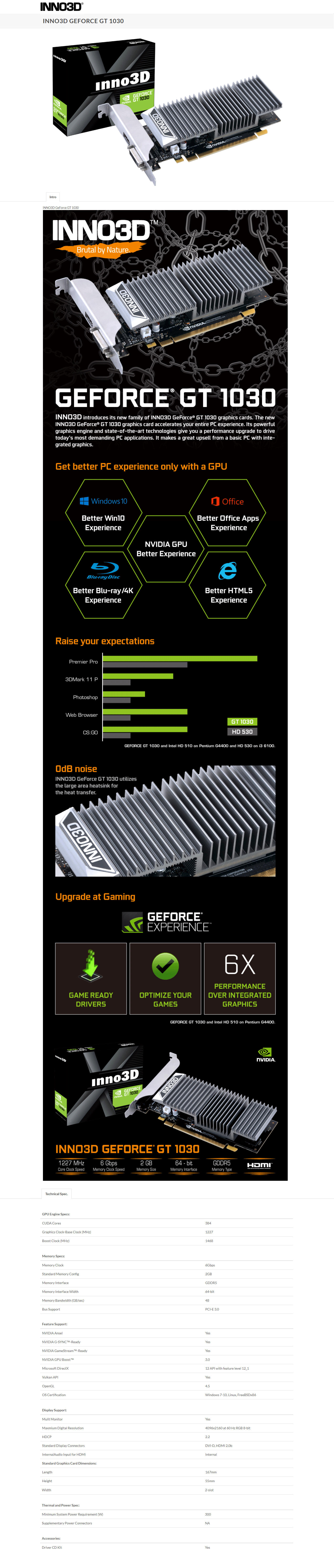  Buy Online Inno3D GeForce GT 1030 2GB GDDR5 (N1030-1SDV-E5BL)
