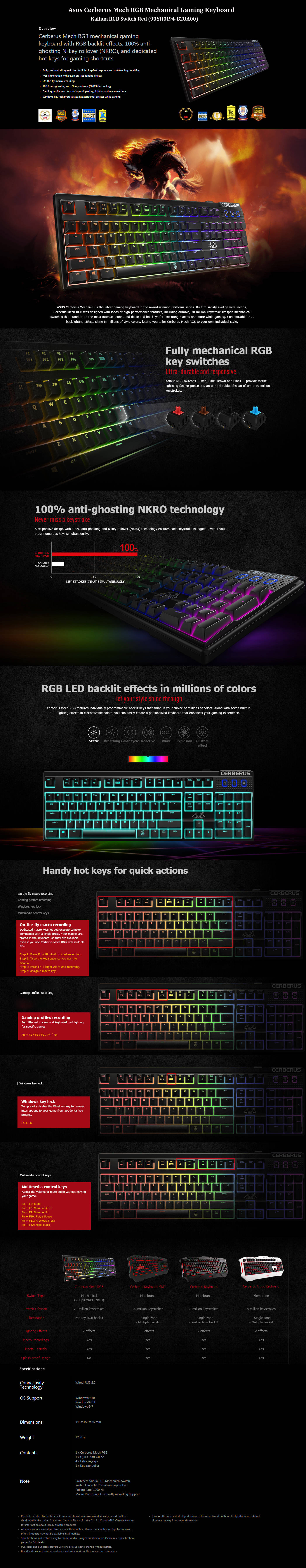  Buy Online Asus Cerberus Mech RGB Mechanical Gaming Keyboard - Kaihua RGB Switch Red (90YH0194-B2UA00)