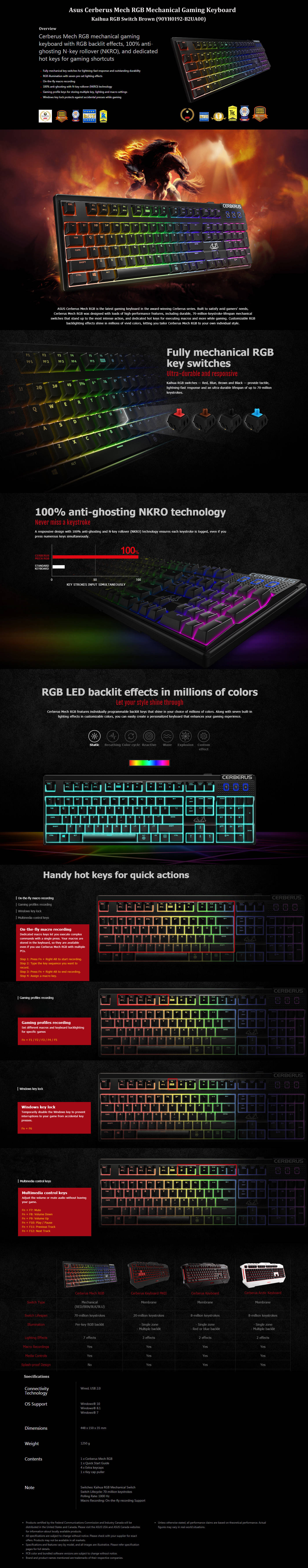  Buy Online Asus Cerberus Mech RGB Mechanical Gaming Keyboard - Kaihua RGB Switch Brown (90YH0192-B2UA00)
