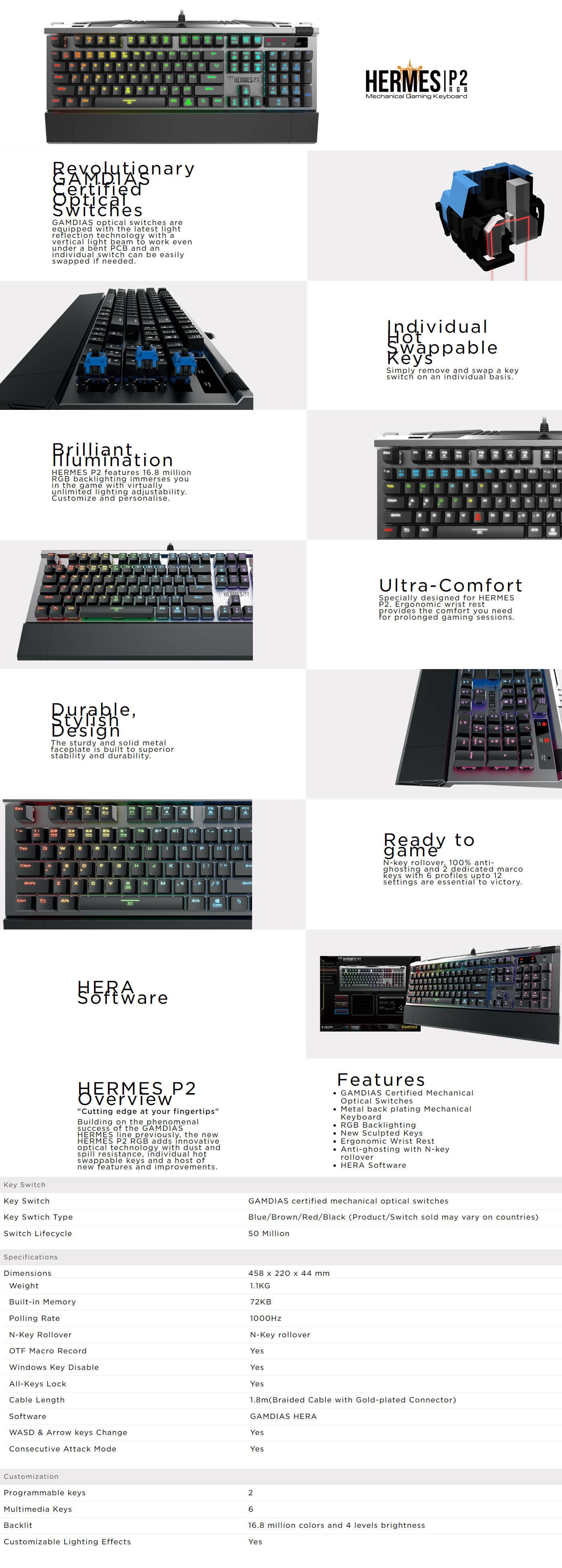  Buy Online Gamdias HERMES P2 RGB Mechanical Gaming Keyboard