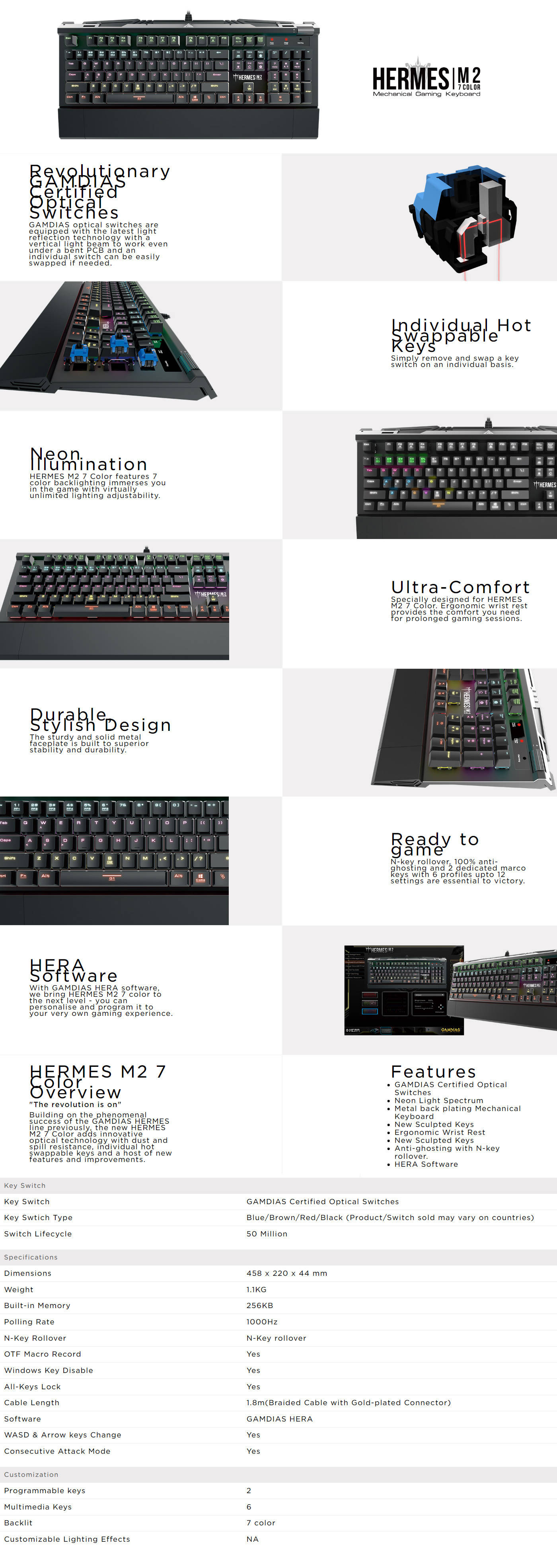  Buy Online Gamdias HERMES M2 7 Color Mechanical Gaming Keyboard