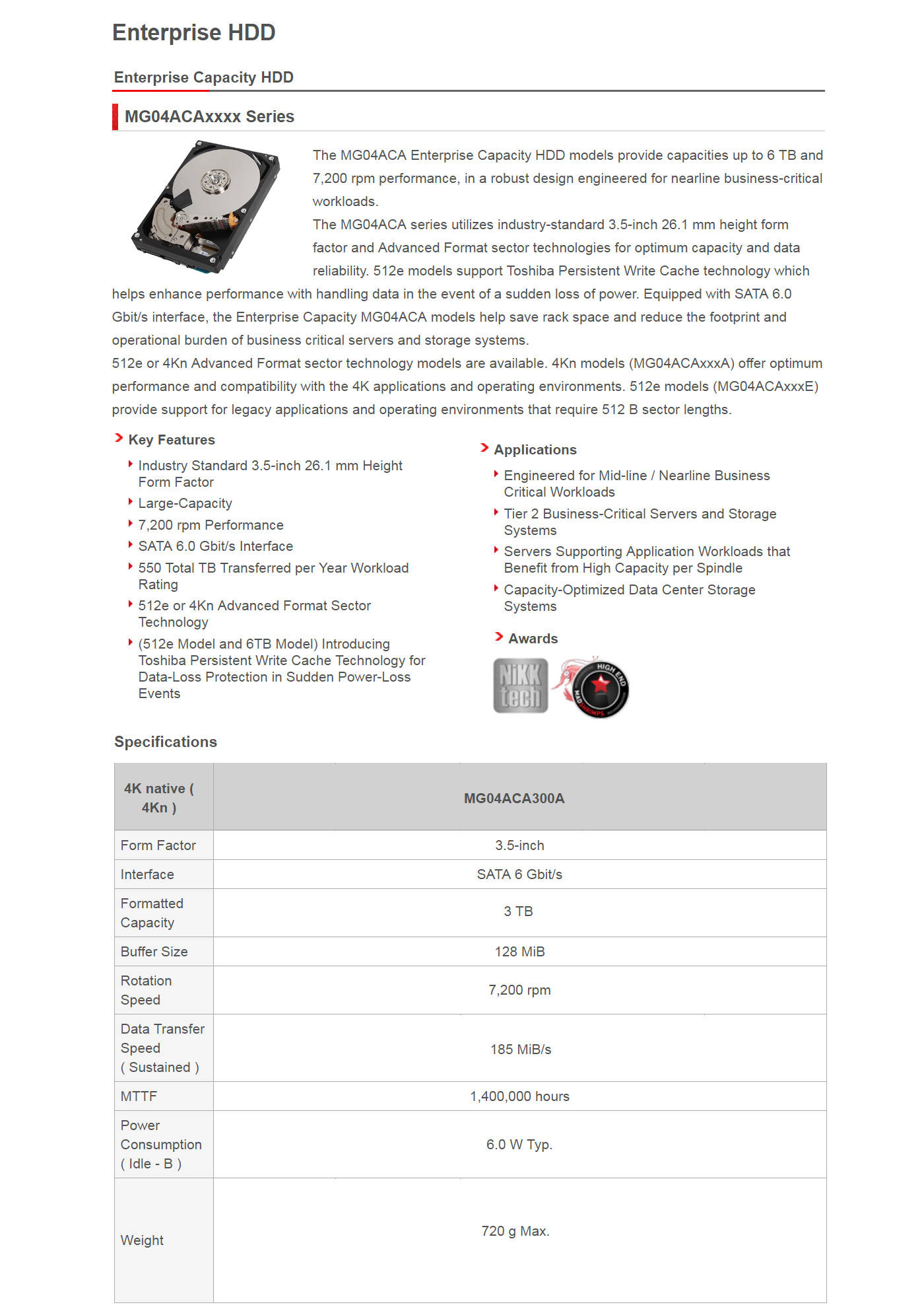  Buy Online Toshiba 3TB 3.5inch SATA Enterprise HDD (MG04ACA300A)