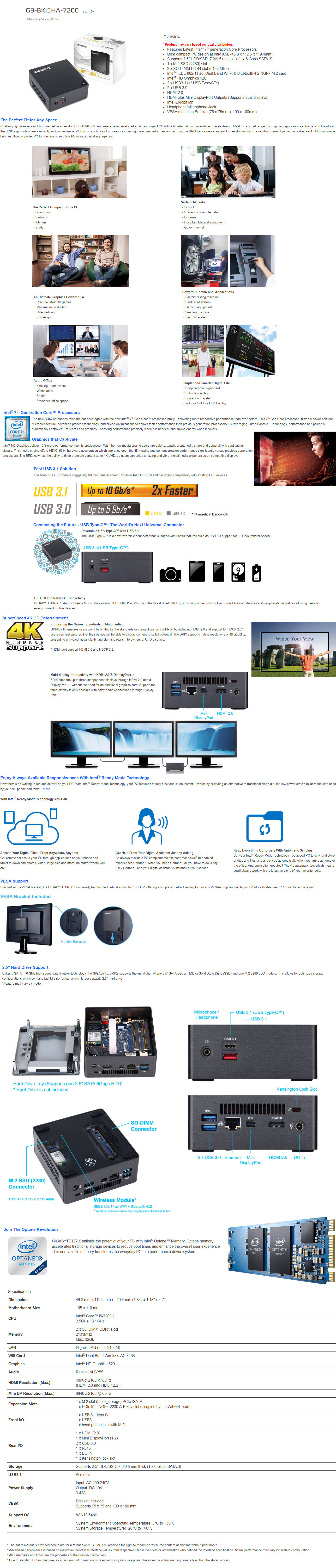  Buy Online Gigabyte i5 Brix Ultra Compact PC kit (GB-BKI5HA-7200)