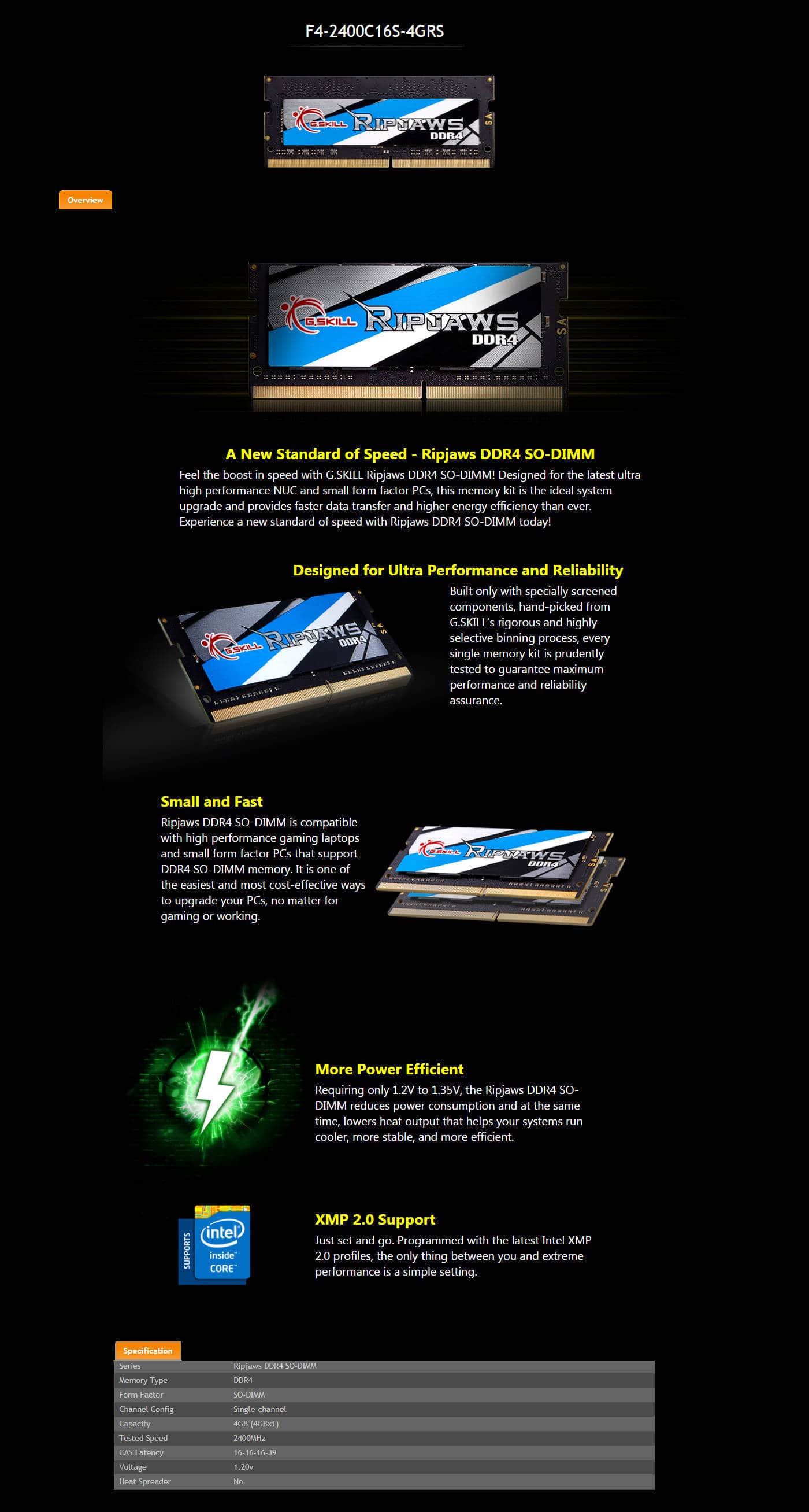  Buy Online G.skill Ripjaws 4GB (1 x 4GB) DDR4 2400MHz Laptop RAM (F4-2400C16S-4GRS)