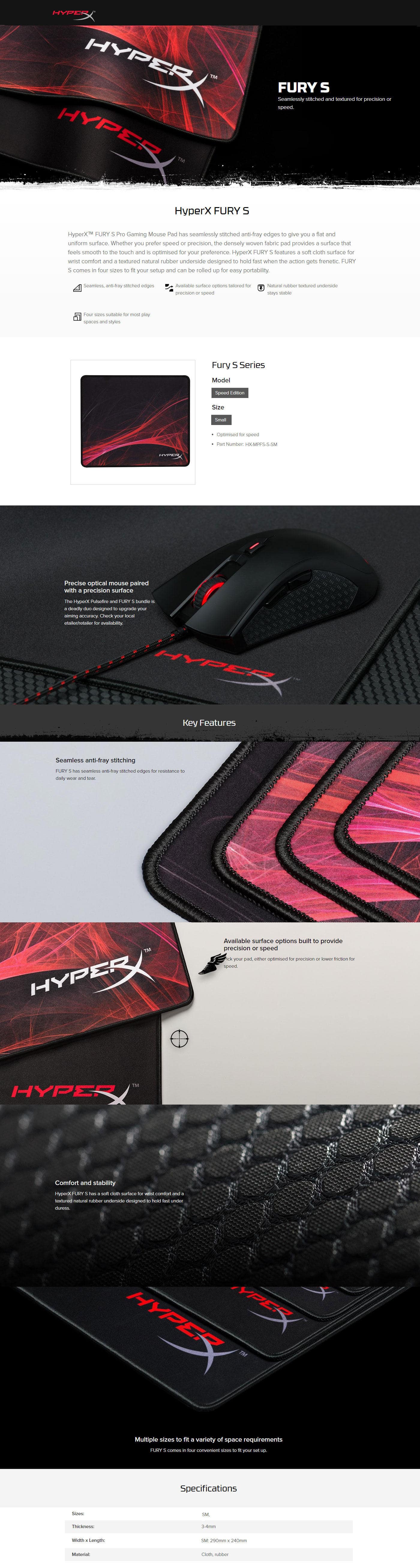  Buy Online HyperX FURY S Speed Edition Gaming Mouse Pad - Small (HX-MPFS-S-SM)