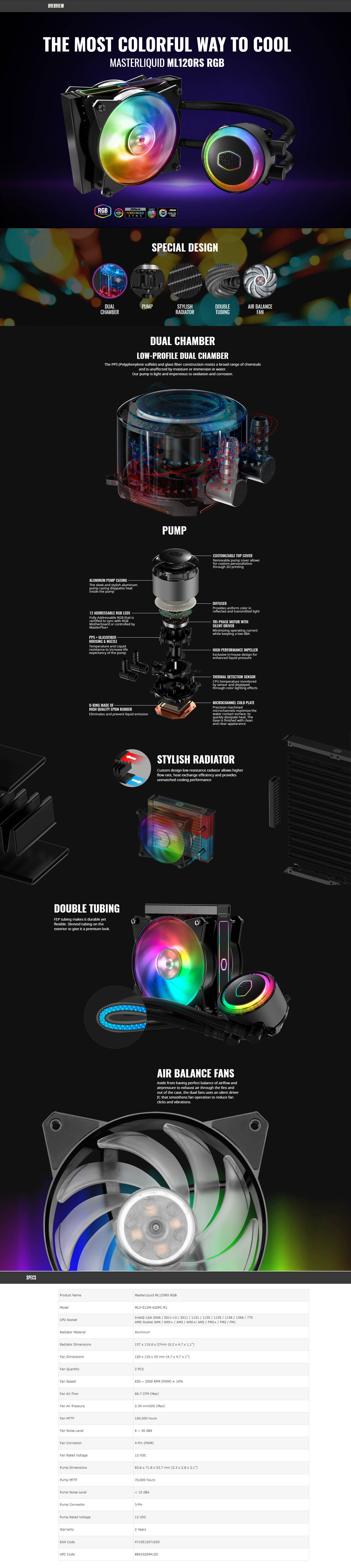  Buy Online Cooler Master MasterLiquid ML120RS RGB Cooler (MLX-S12M-A20PC-R1)