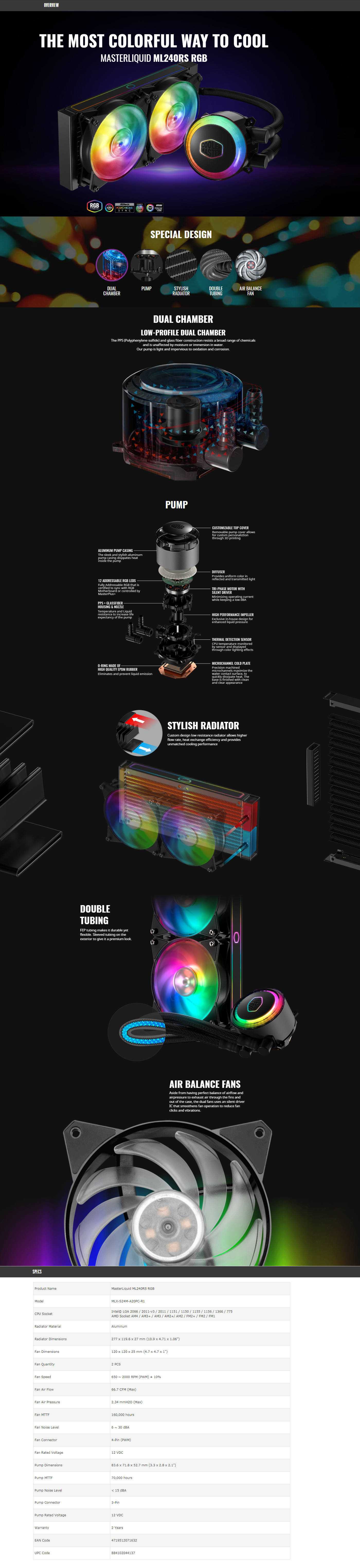  Buy Online Cooler Master MasterLiquid ML240RS RGB Cooler (MLX-S24M-A20PC-R1)