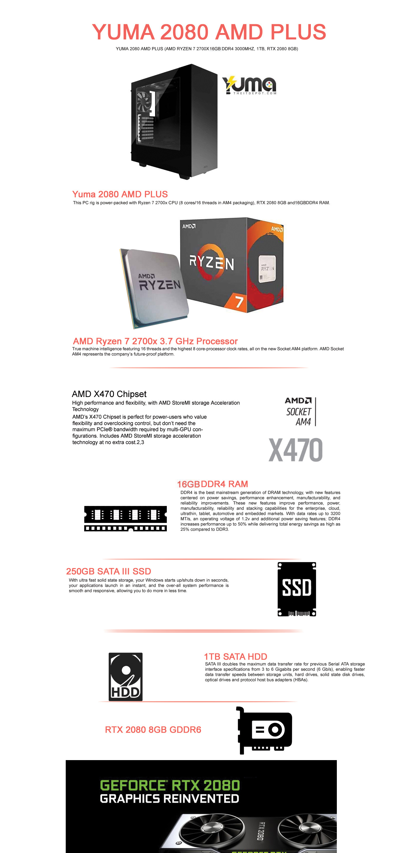  Buy Online Yuma 2080 AMD Plus (AMD Ryzen 7 2700X, 8GB DDR4 3000MHz, 1TB, RTX 2080 8GB)