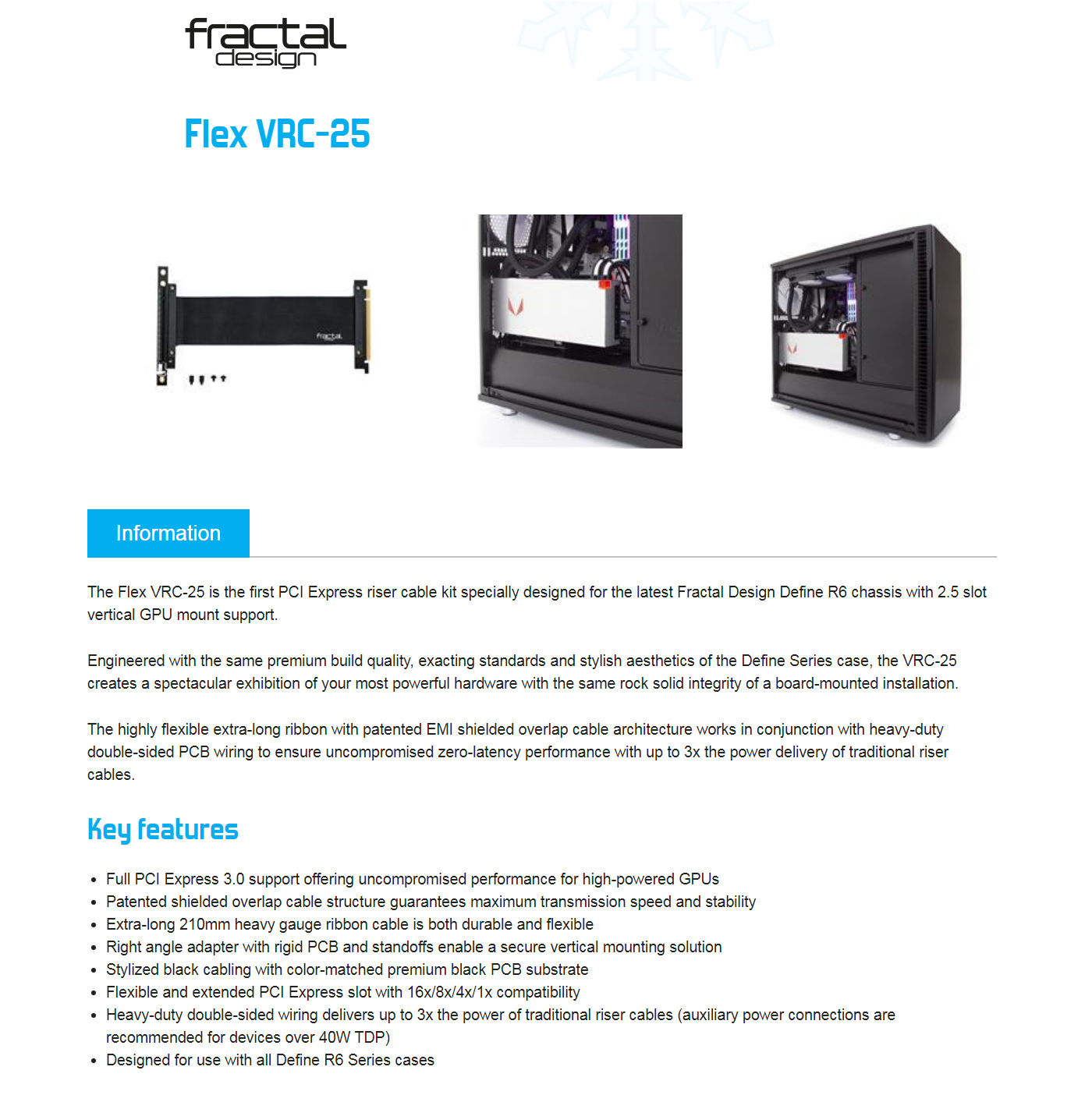  Buy Online Fractal Design FLEX VRC-25 PCI-E Riser Cable (FD-ACC-FLEX-VRC-25-BK)