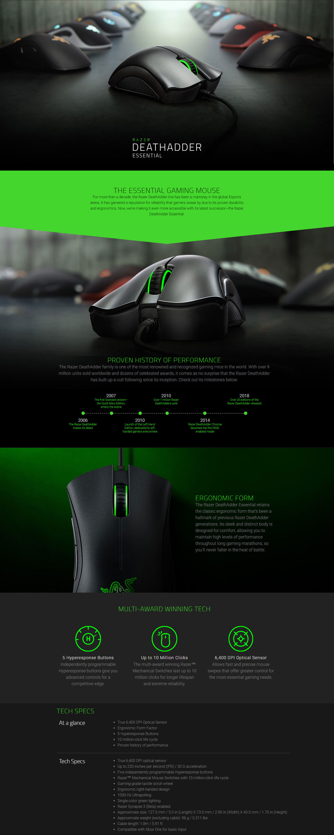  Buy Online Razer DeathAdder Essential Right Handed Gaming Mouse (RZ01-02540100-R3M1)