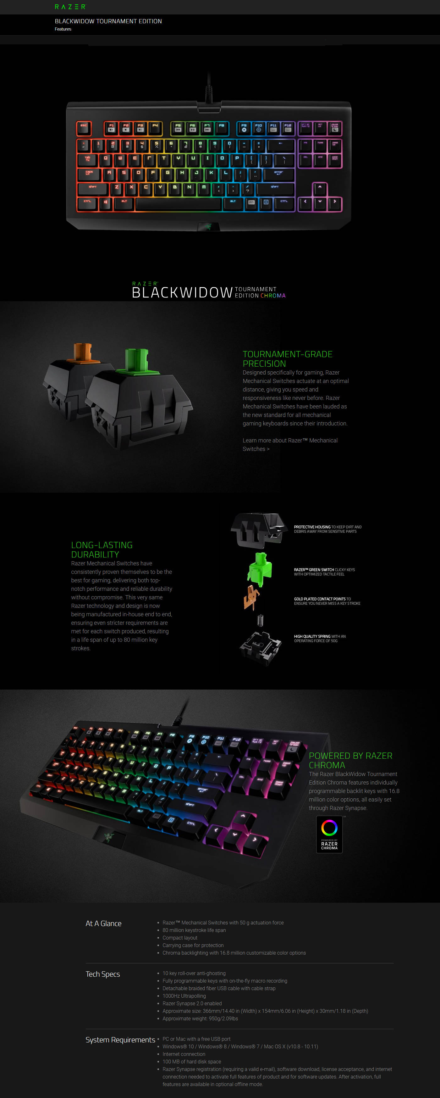  Buy Online Razer BlackWidow Tournament Edition 2014 Essential Mechanical Gaming Keyboard - US Layout (RZ03-00810900-R3M1)