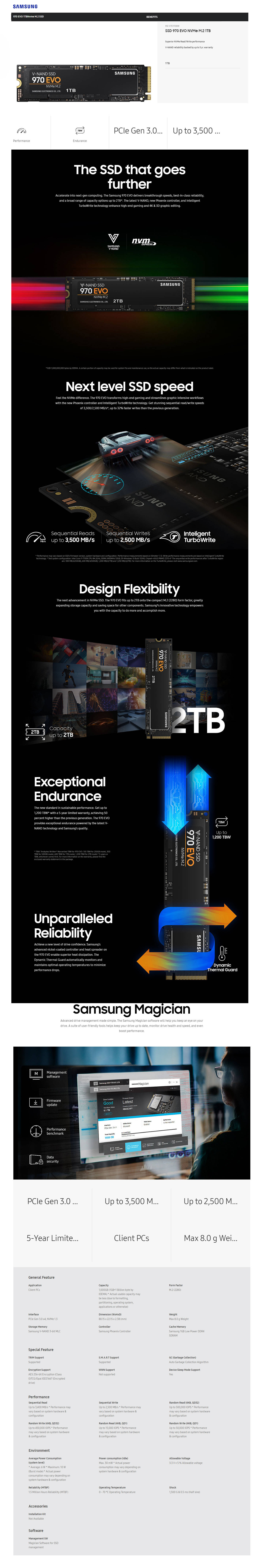  Buy Online Samsung 970 EVO 1TB NVMe M.2 Internal Solid State Drive (MZ-V7E1T0BW)
