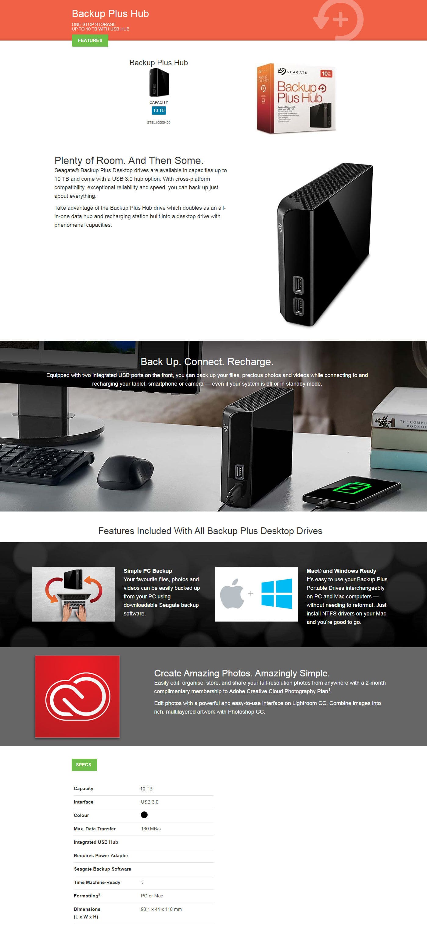  Buy Online Seagate 10TB Backup Plus Hub Desktop Drive (STEL10000400)