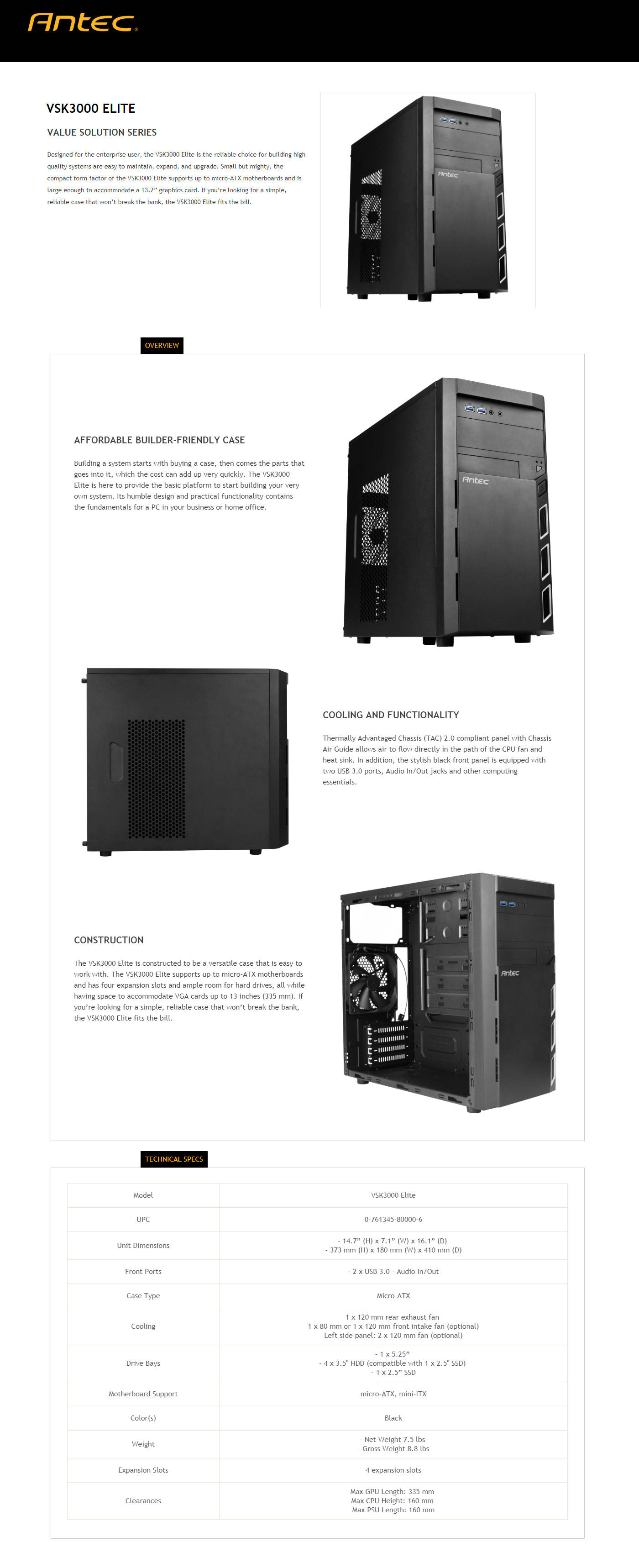  Buy Online Antec VSK3000 Elite Micro-ATX Cabinet