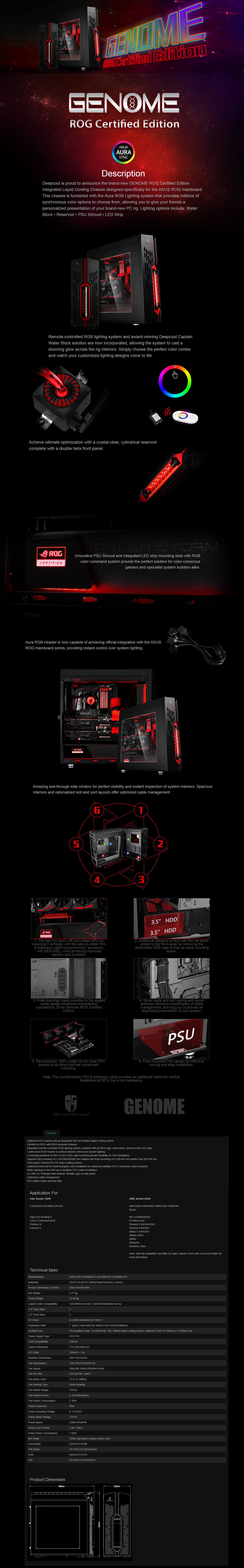  Buy Online Deepcool GENOME ROG Certified Edition Mid Tower Case with 360MM Liquid Cooling - Black-Red