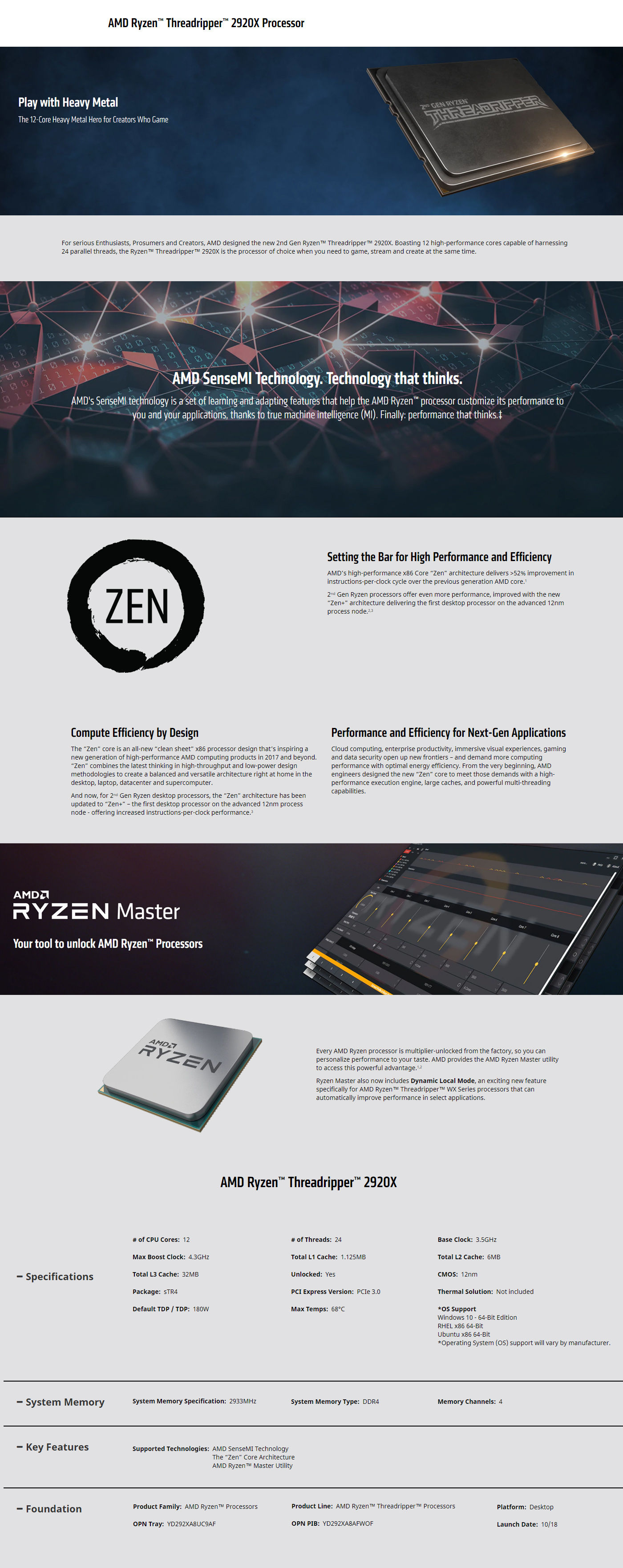  Buy Online AMD Ryzen Threadripper 2920X 3.5GHz Processor