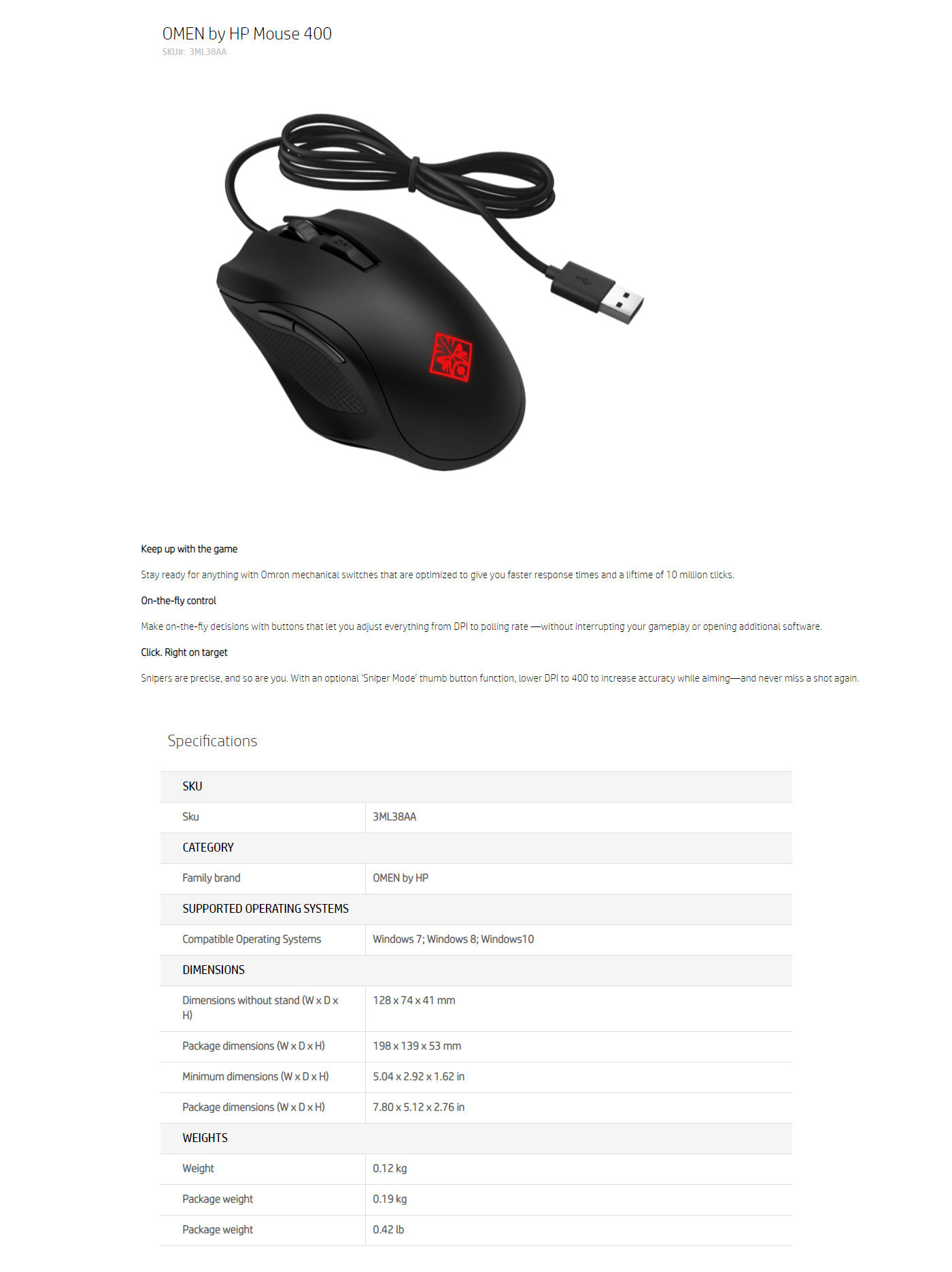  Buy Online HP 400 OMEN Mouse (3ML38AA)