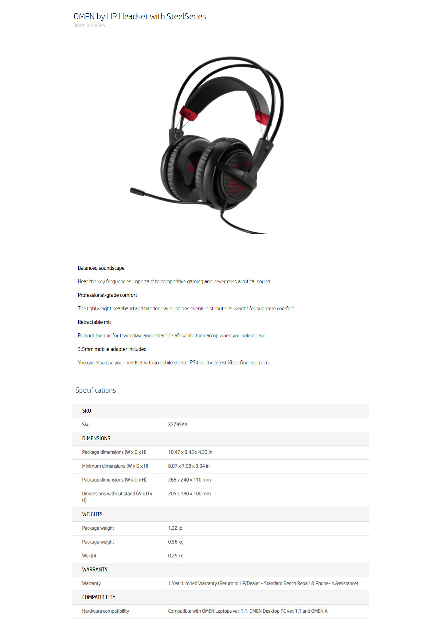  Buy Online HP OMEN Headset SteelSeries (X7Z95AA)