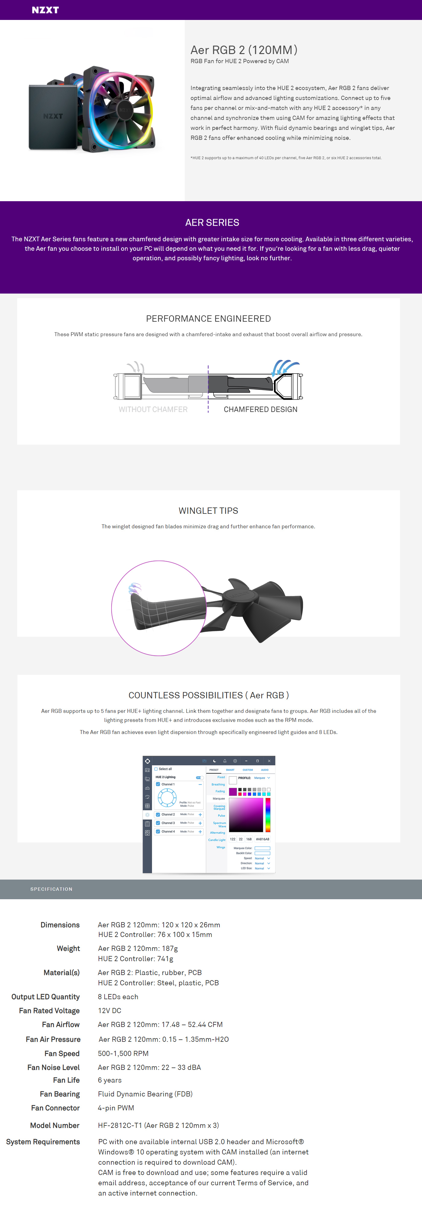 Buy Online Nzxt Aer RGB 2 Starter Kit 120mm - Triple (HF-2812C-T1)