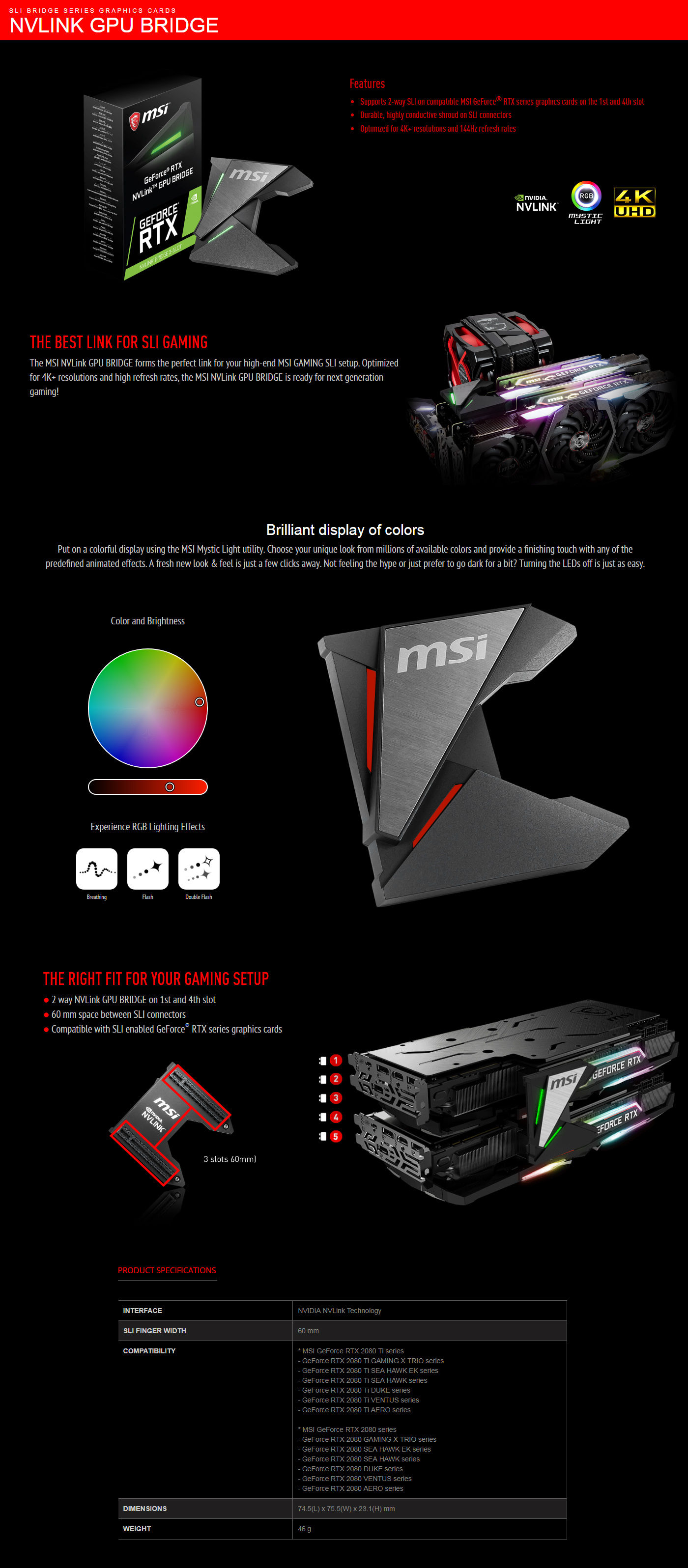  Buy Online MSI GeForce RTX NVLink GPU BRIDGE