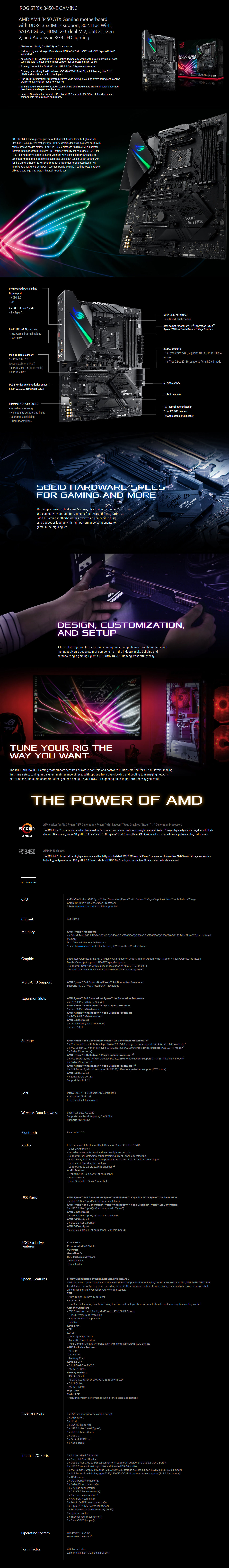  Buy Online Asus ROG STRIX B450-E GAMING AMD AM4 Socket Motherboard