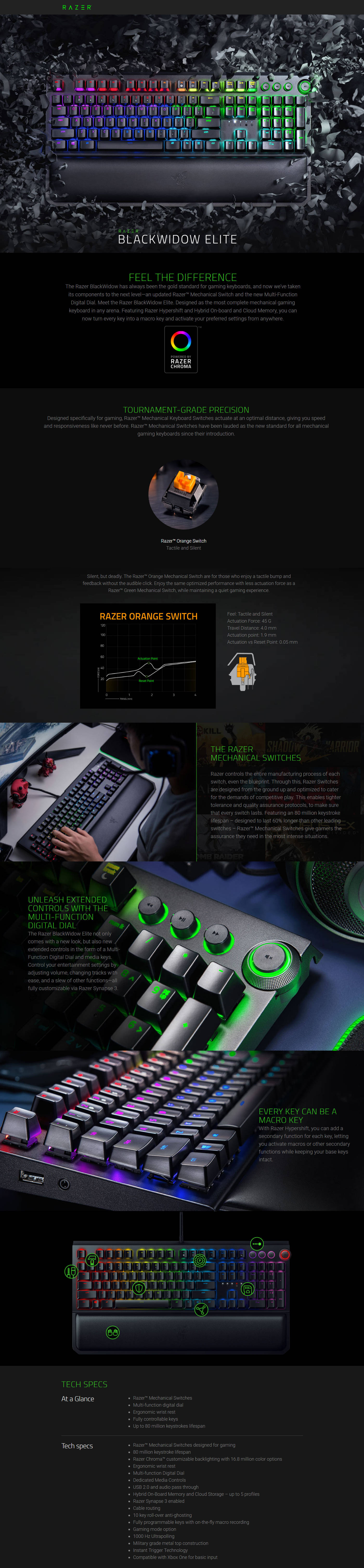  Buy Online Razer BlackWidow Elite Mechanical Gaming Keyboard - Orange Switch (RZ03-02621800-R3M1)