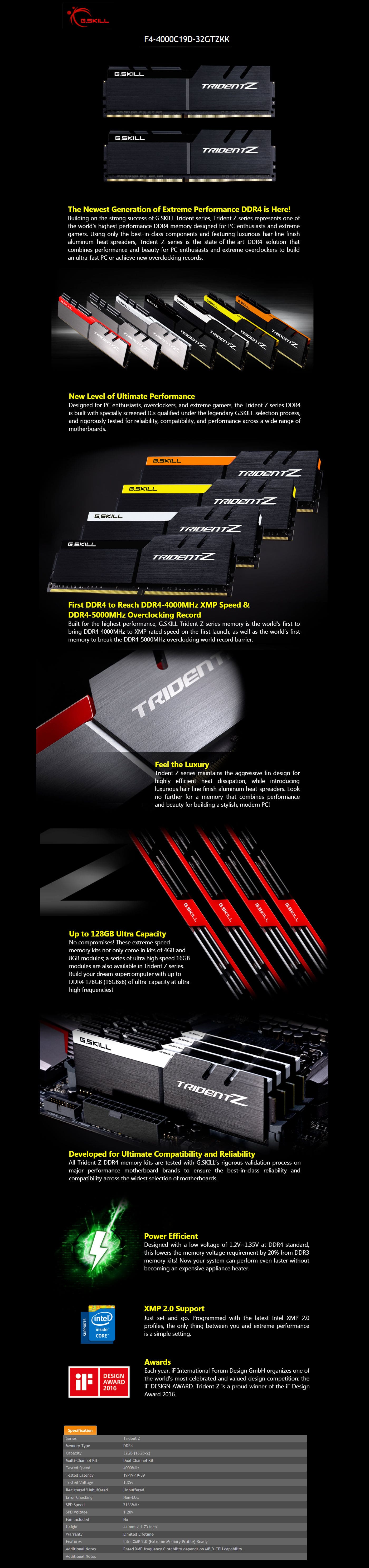  Buy Online G.skill Trident Z 32GB (2 x 16GB) DDR4 4000MHz Desktop RAM (F4-4000C19D-32GTZKK)
