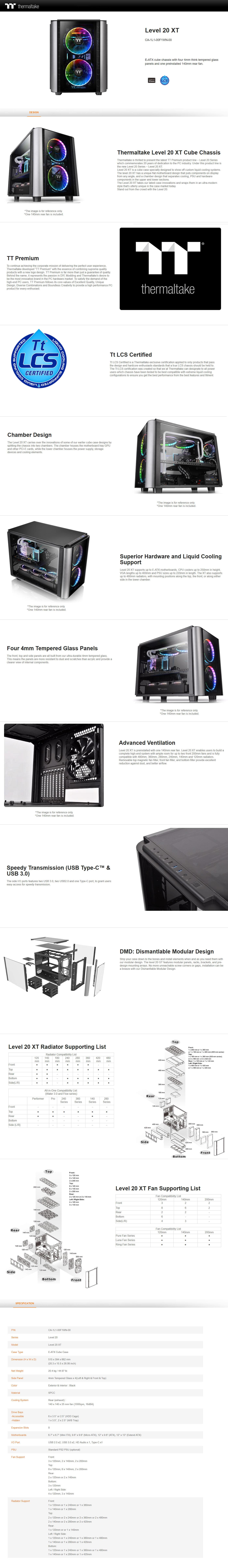  Buy Online Thermaltake Level 20 XT Cube Chassis (CA-1L1-00F1WN-00)