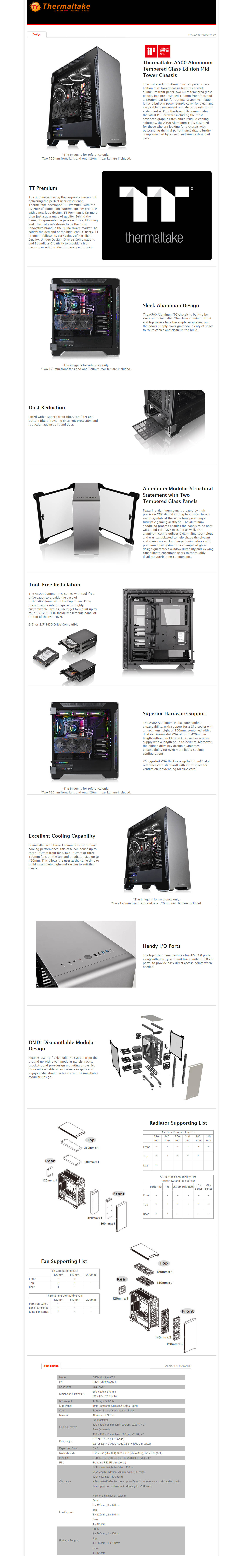  Buy Online Thermaltake A500 Aluminum Tempered Glass Edition Mid Tower Chassis (CA-1L3-00M9WN-00)