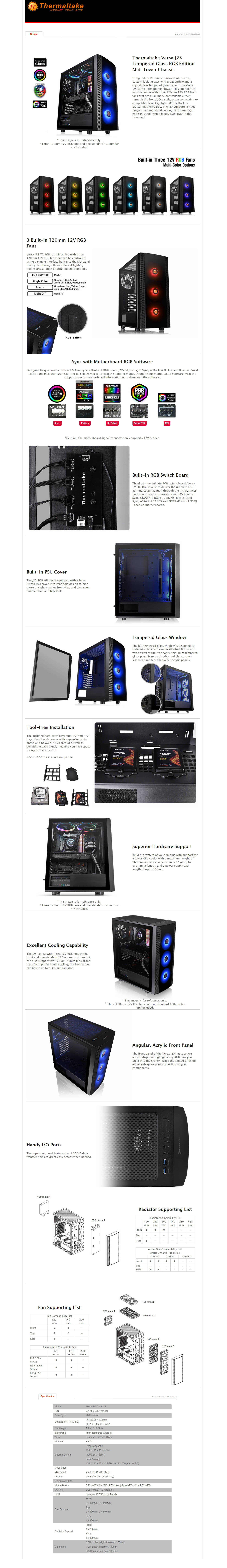  Buy Online Thermaltake Versa J25 Tempered Glass RGB Edition Mid Tower Chassis (CA-1L8-00M1WN-01)
