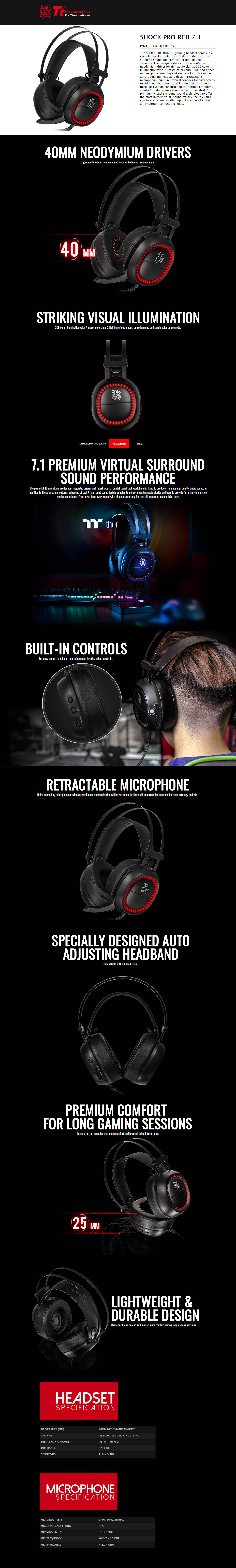  Buy Online Thermaltake Shock PRO RGB 7.1 Gaming Headset - Black (HT-SHK-DIECBK-25)