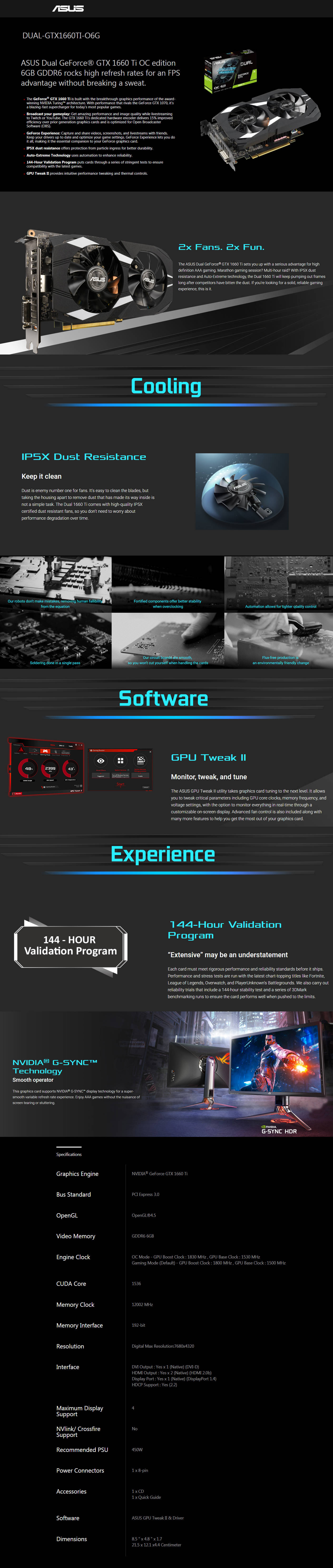  Buy Online Asus Dual GeForce GTX 1660 Ti OC Edition 6GB GDDR6 (DUAL-GTX1660TI-O6G)