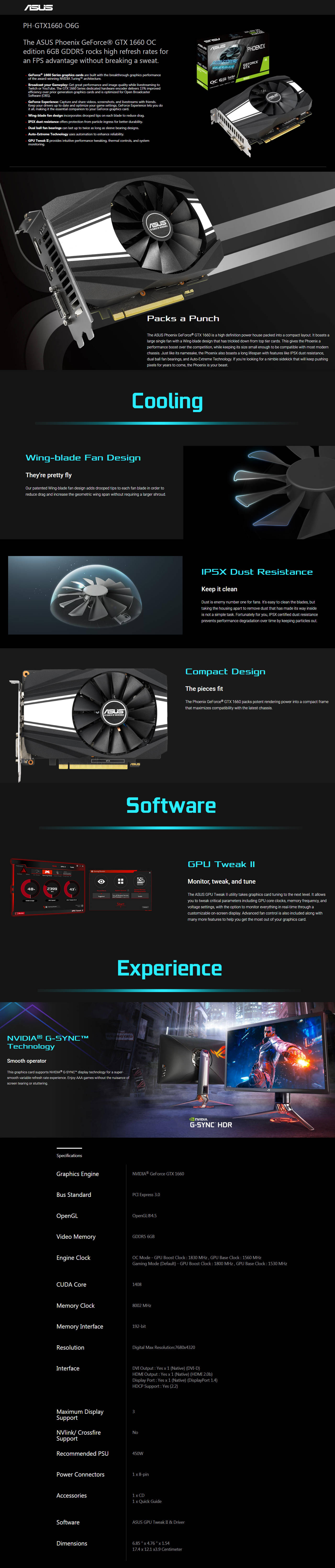  Buy Online Asus Phoenix GeForce GTX 1660 OC Edition 6GB GDDR5 (PH-GTX1660-O6G)