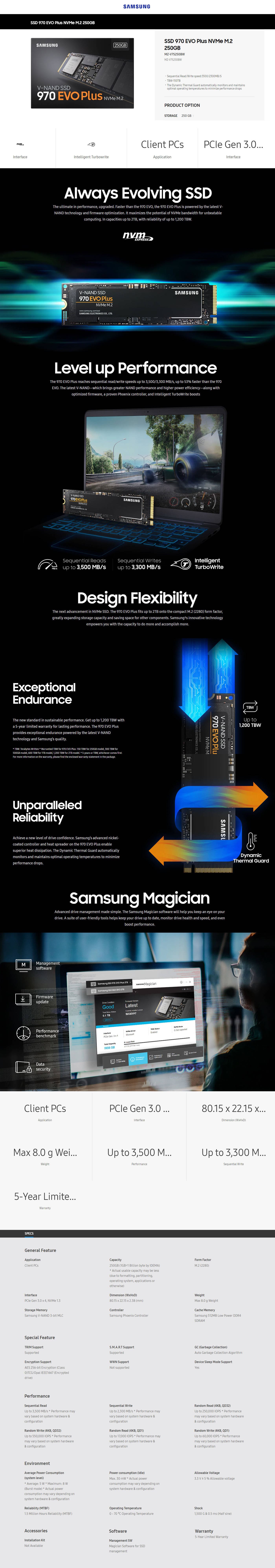 Buy Online Samsung 970 EVO Plus 250GB NVMe M.2 Internal Solid State Drive (MZ-V7S250BW)