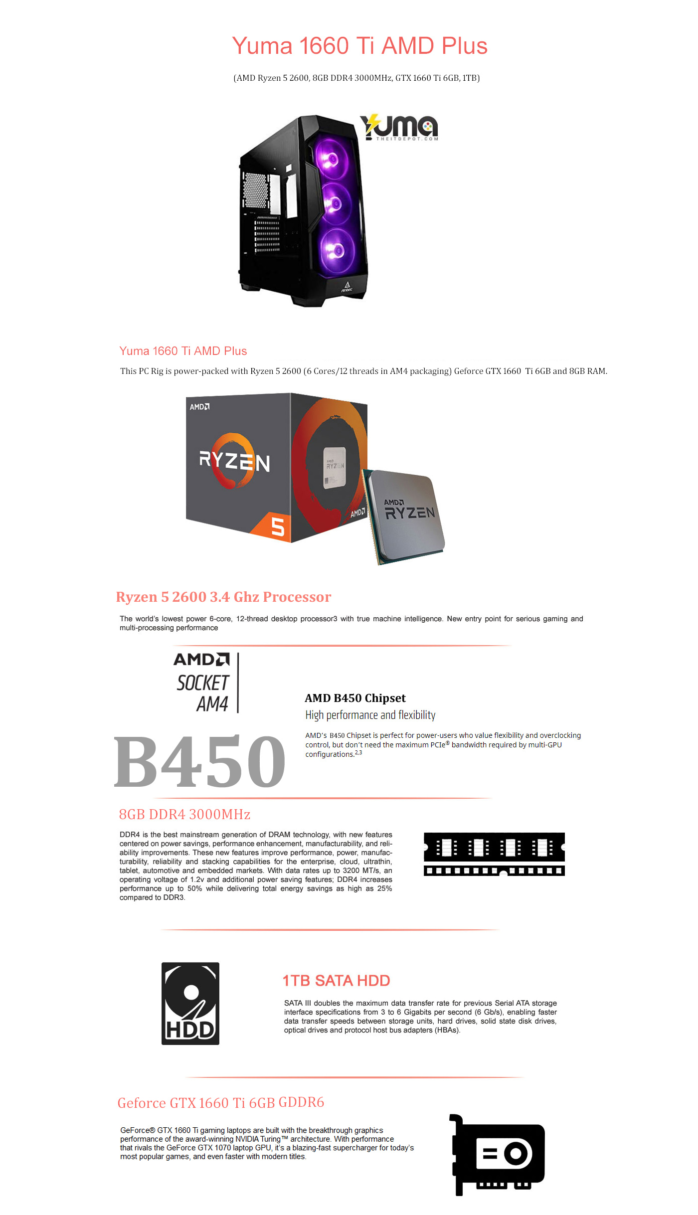  Buy Online Yuma 1660 Ti AMD Plus (AMD Ryzen 5 2600, 8GB, 1TB, GTX 1660 Ti 6GB)