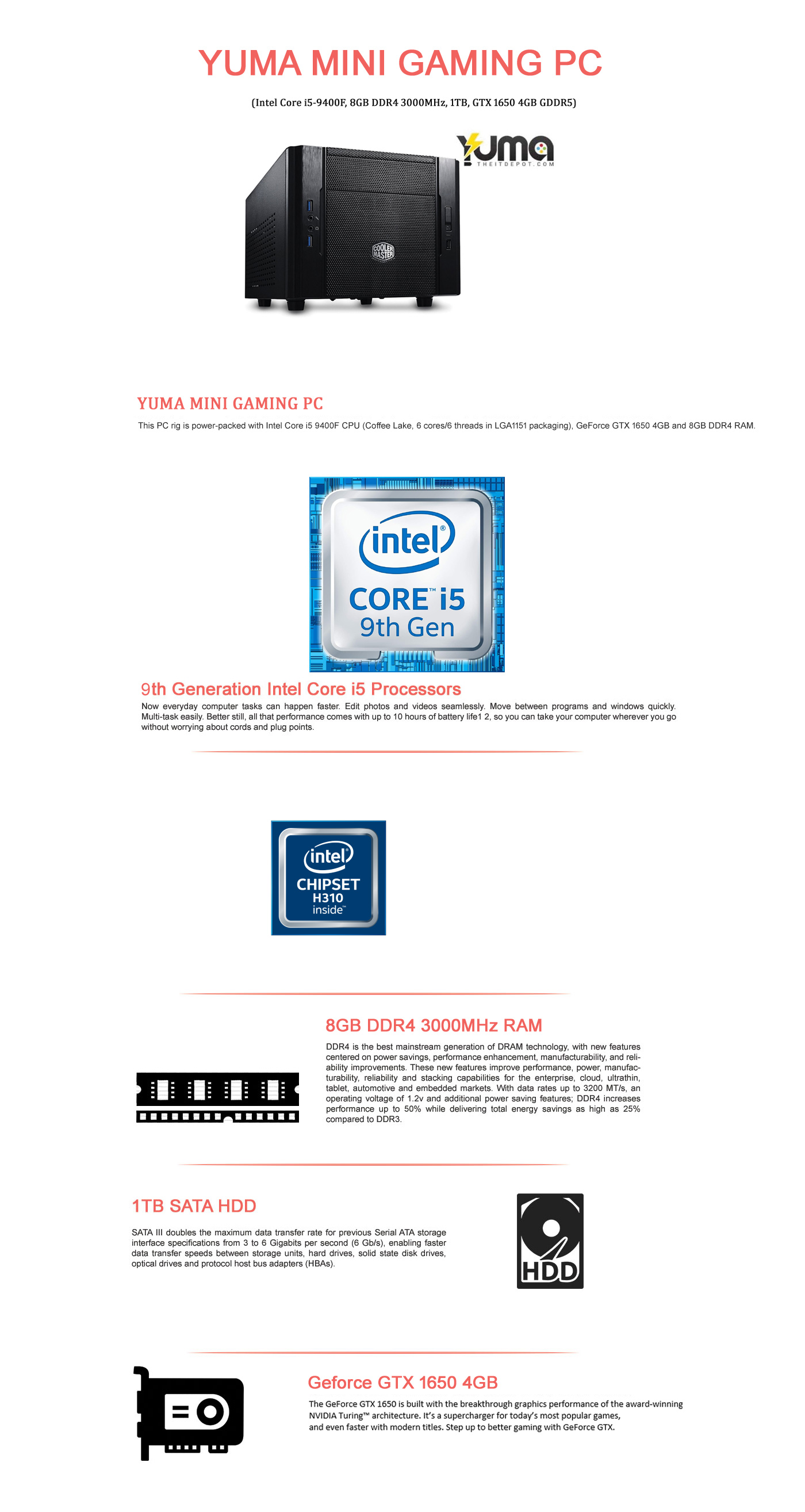  Buy Online Yuma Mini Gaming PC (Core i5-9400F, 8GB, 1TB, GTX 1650 4GB)